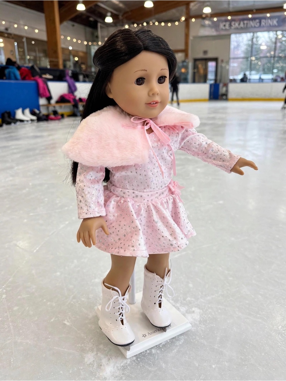 Pink Sparkle Ice Skater Costume Set for American girl dolls & 18” dolls